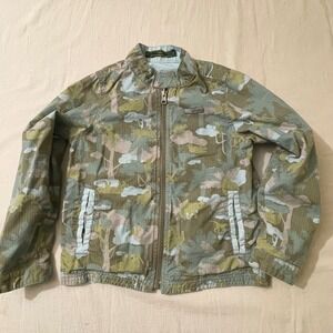 Oilily Boys Size 116 6Y Green Camo Ripstop Wildlife Research Zip Up Jacket